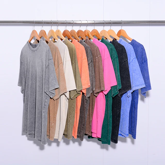 YinQu 100% High Quality Heavy Relaxed Vintage Clothes Oversized Retro Mineral Wash Cotton Acid Vintage T-shirt