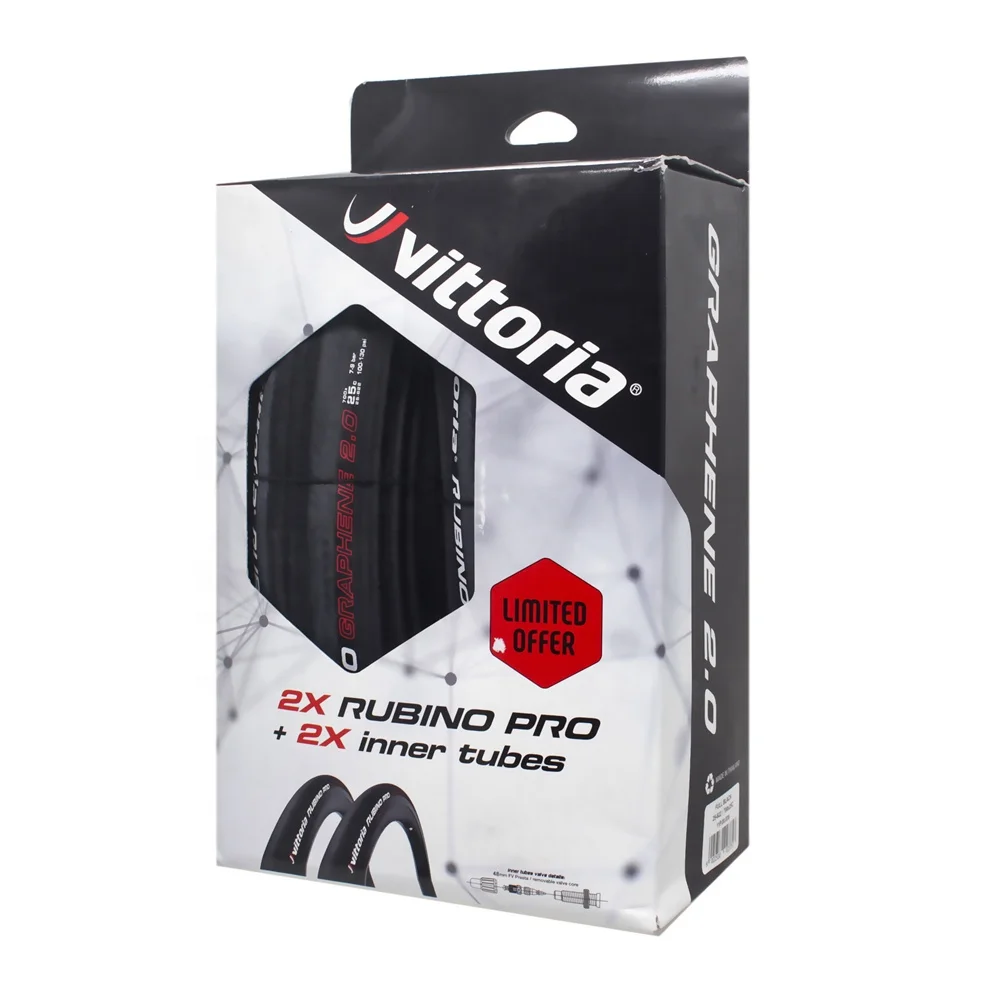 

1 Pair Vittoria Rubino Pro G2.0 Graphite Race 2.0 700x25C Folding Tires With 2 Free Inner Tubes Road tire
