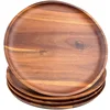 Round Wooden Dishes Snack Plate Acacia Wood Plate