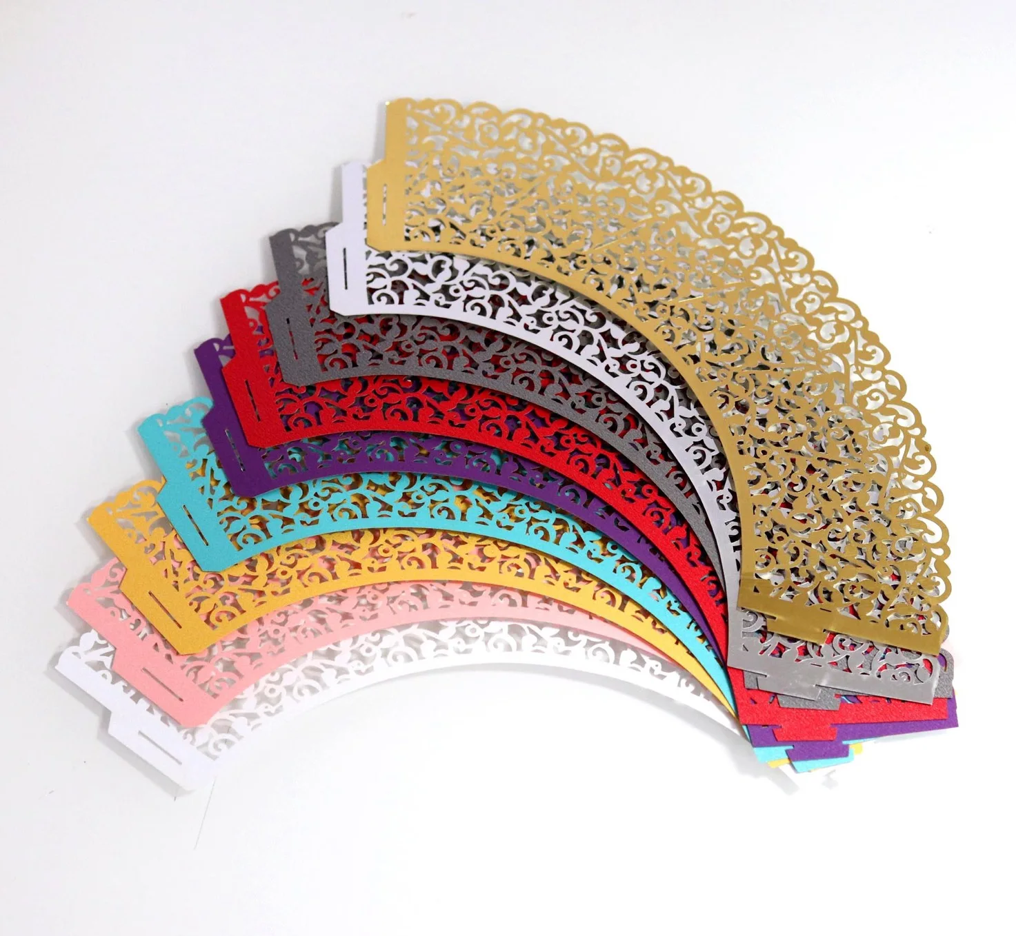 

Hollow Laser Cut Individual Cake Wrap Cake Wrapper Gold Cupcake Cups