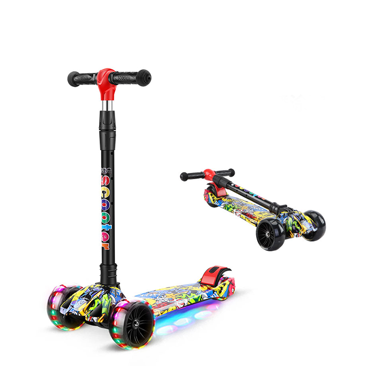 

2020 new fashion children's scooter double brakes with music lights, Pink, blue, red