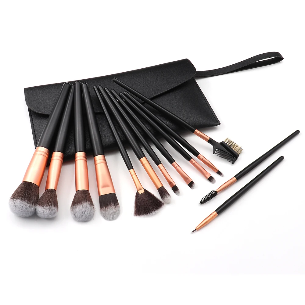 

2020 Promotional Makeup 13pcs Black Wooden Vegan Make Up Brush Sets With Custom Logo