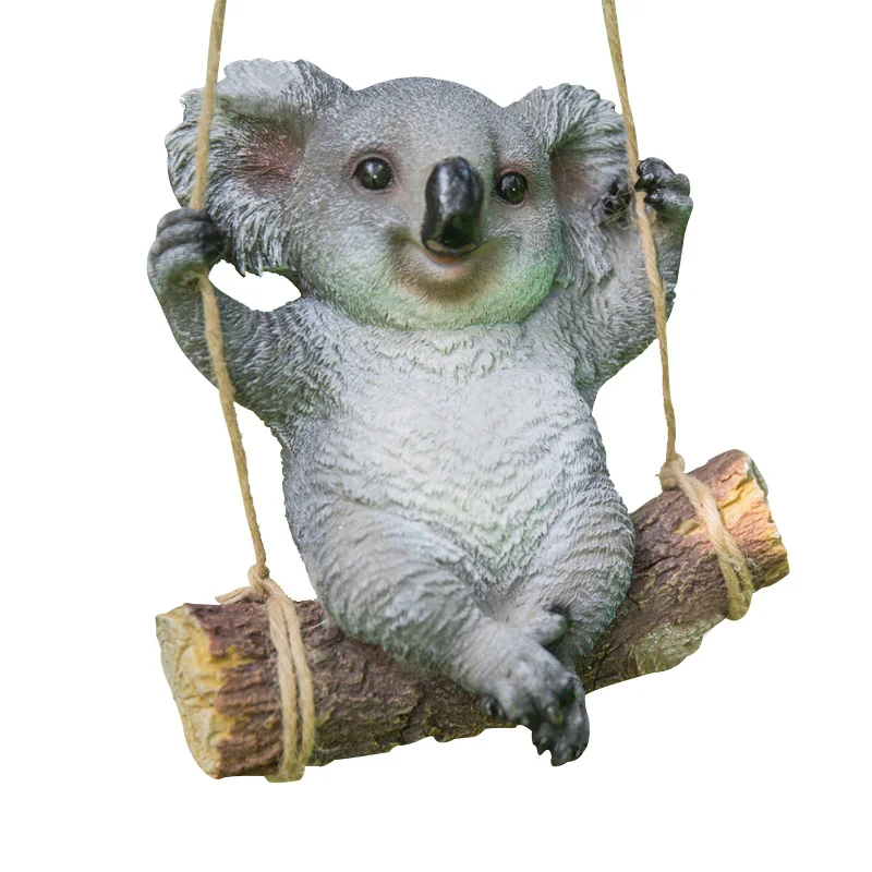 cute swing koala bear garden life size resin animal statue