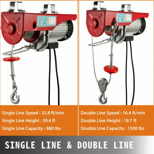 Double Hook 400kg Winch Miniature Electric Workshop Garage Gantry Hoist Lifting 