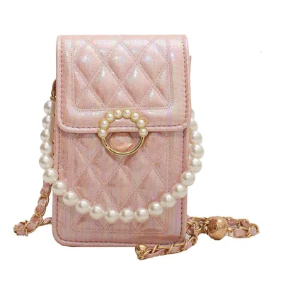 

2021 new pearl rhombic chain vertical crossbody bag, Customizable