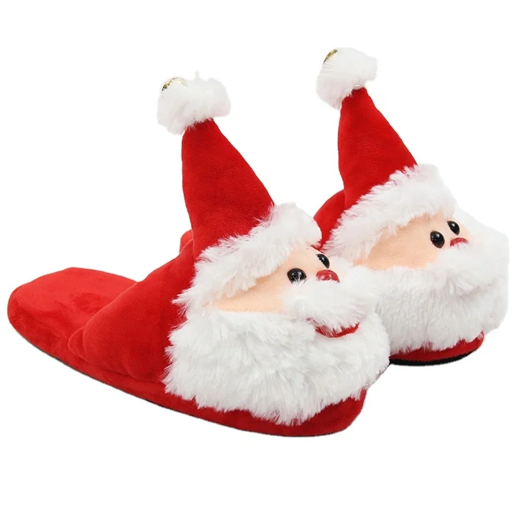 

Christmas non-slip shoes winter home slippers room plush slippers unisex plush santa claus slippers