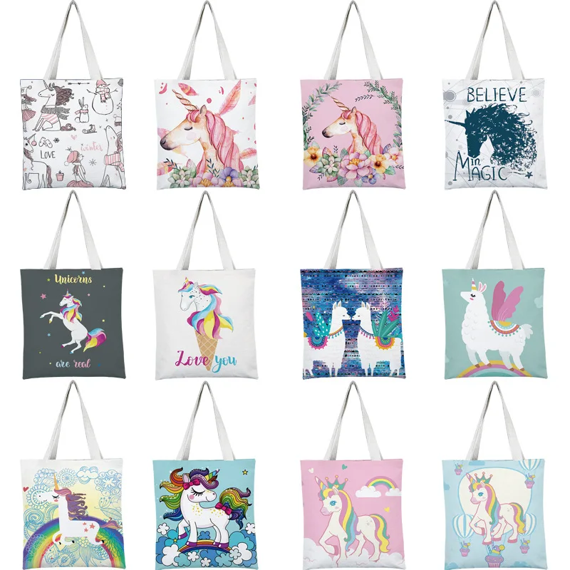 

unicorn desgin shopping portable across single shoulder bag cloth bag canvas bag