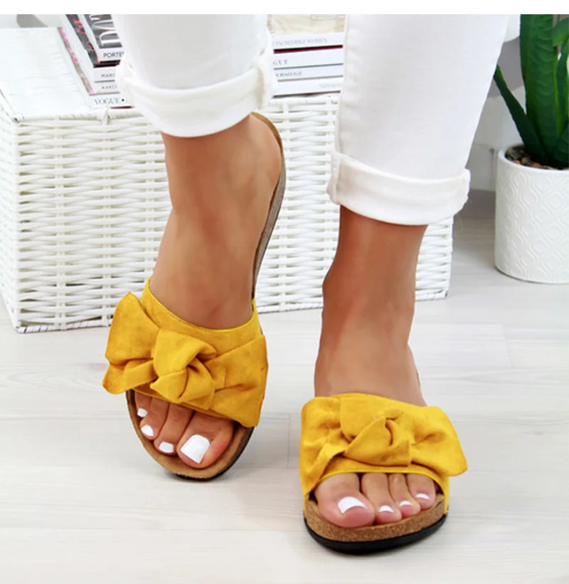 

2020 Shoes Woman Sandals For Women Beach Shoes Bow Slip On Gladiator Sandals Women Summer Footwear Flat Sandals Female Plus Size, As pic