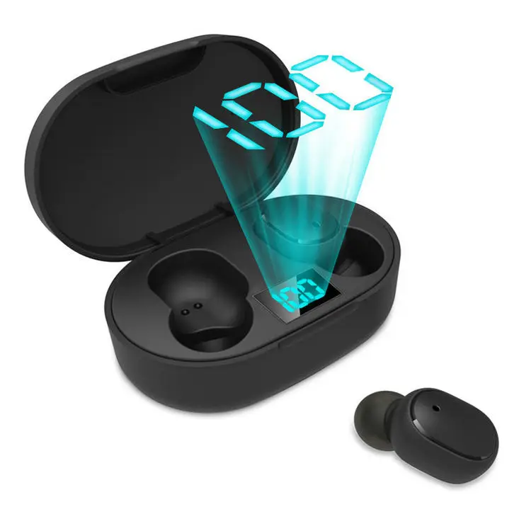 

Hot selling TWS Wireless Earbuds 6D Stereo Mini Earbuds Earphone IPX5.0 Sports Waterproof Headset With LCD Display Wireless, Black