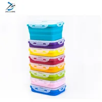 

800ML100% Food Grade Silicone Microwavable Lunchbox Foldable Silicone Bowl Collapsible Food storage Bento Container