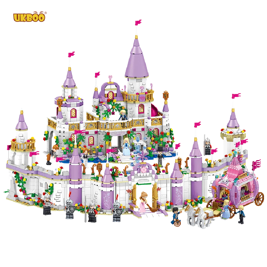 

Free Shipping UKBOO Carriage City Wall Model Princess Friends Princes Windsor Building Blocks for Girls Presents