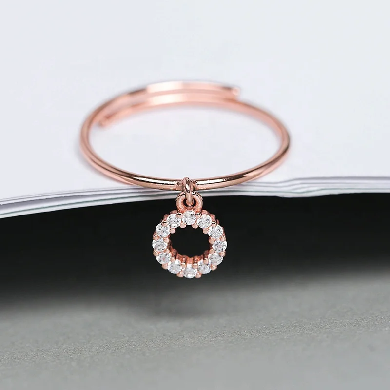 

Size Jewelry Two Colors To Choose Jewellery Women Fashion 925 Sterling Silver Circle Ring, Gold, rose gold