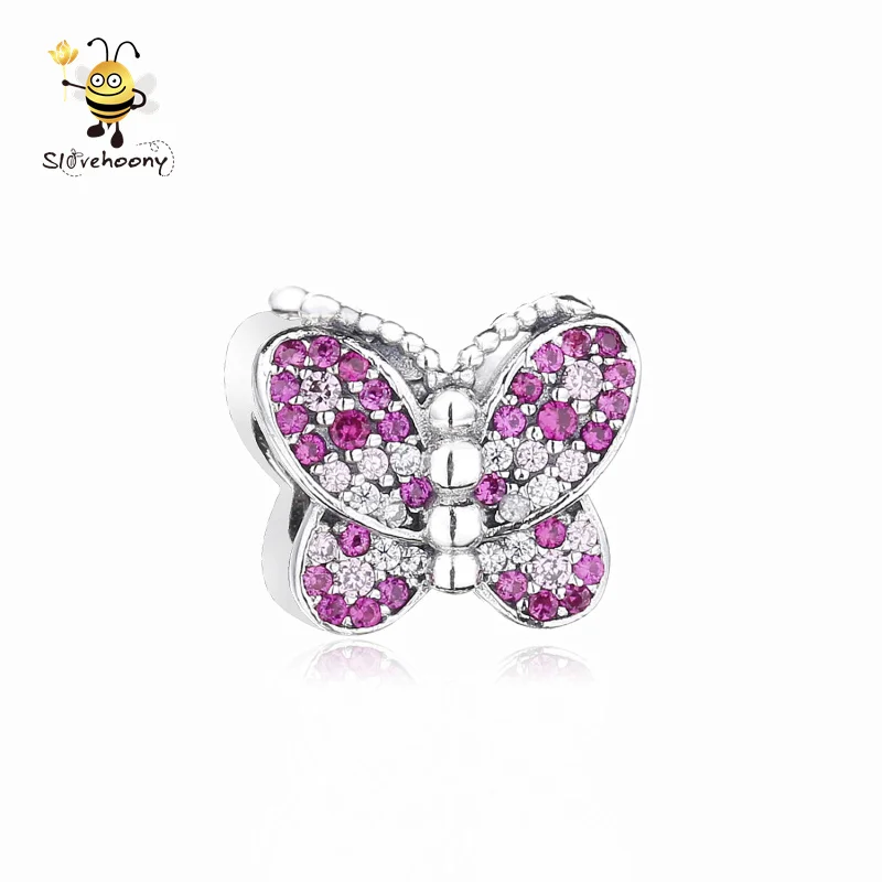 

Custom Women Small Cubic Zirconia Diamond Crystal 925 Sterling Silver Shining Butterfly Pave Charms For Bracelet Making Jewelry