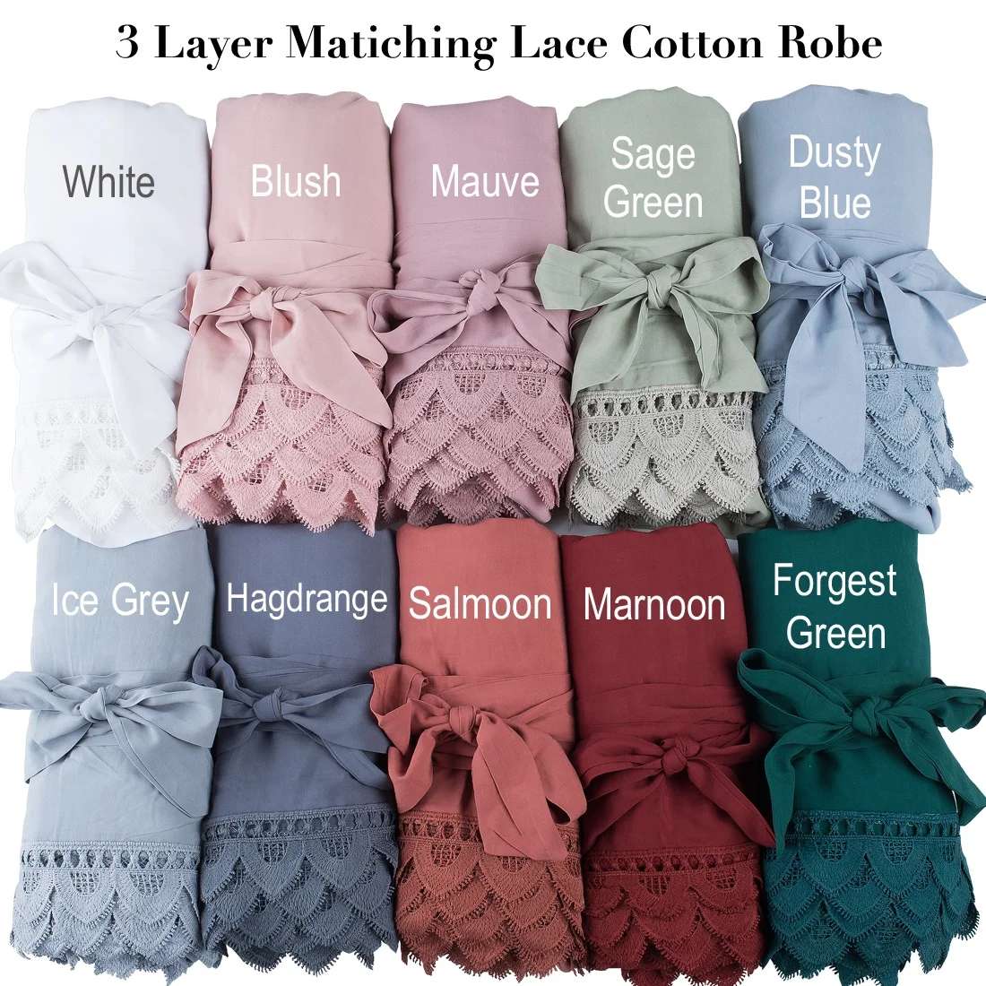 

SWG 2022 New Design 829 High Quality New Cotton Customized Dye Colors Bridesmaid Bride Robes, 10 colros