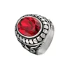Europe and the United States retro personality ruby pattern men and women style titanium steel ring