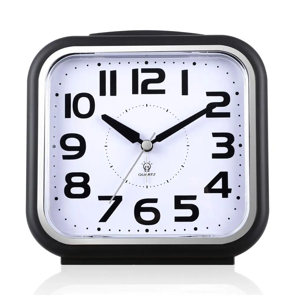 

BM12401 Big size snooze light Retro Large number table alarm clock easy to read time for elder japanese quartz alarm clock, Black white silver blue or customize