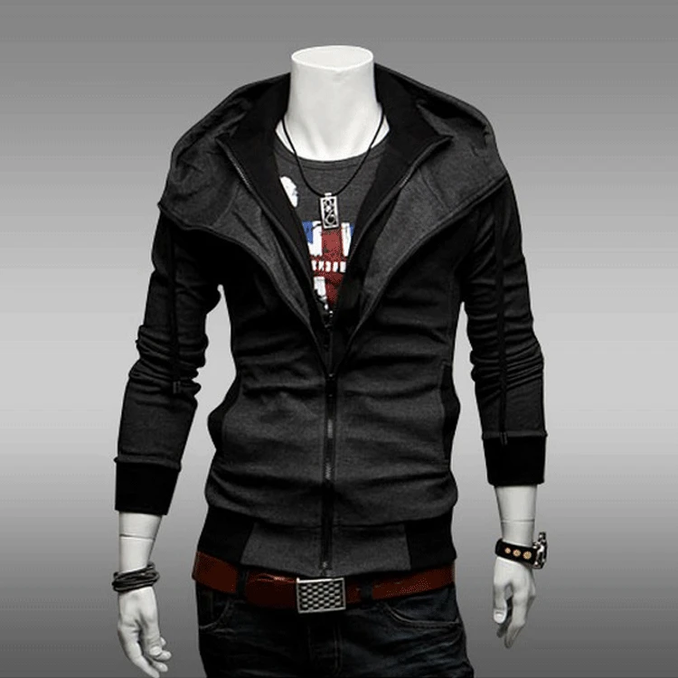

Wholesale Unique Collar Design Zip-Up Apparel High Collar Design Men Hoodies