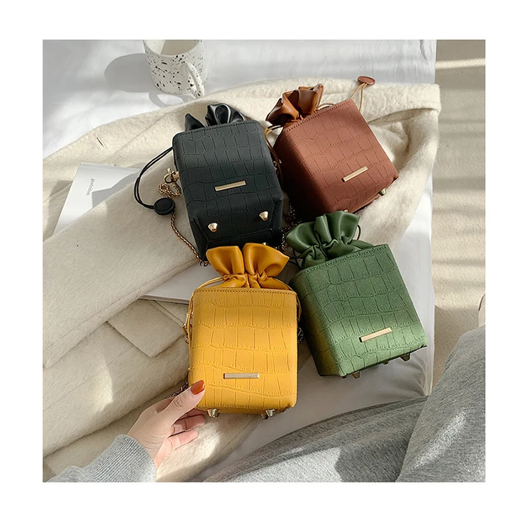 

2021 Crocodile Box Bags Designer Drawstring Mini Flap Shoulder Purse Ladies Chains Crossbody Bag Luxury Alligator Handbags