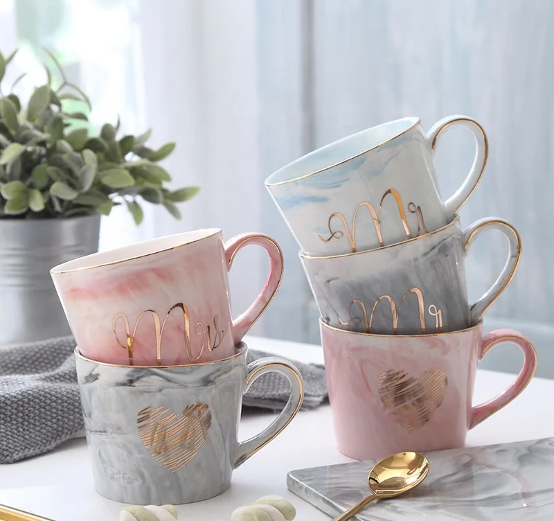 

New Trend Style mr and mrs mugs Ceramic Tea Cups Couple coffee mugs, Pink,blue,or customized