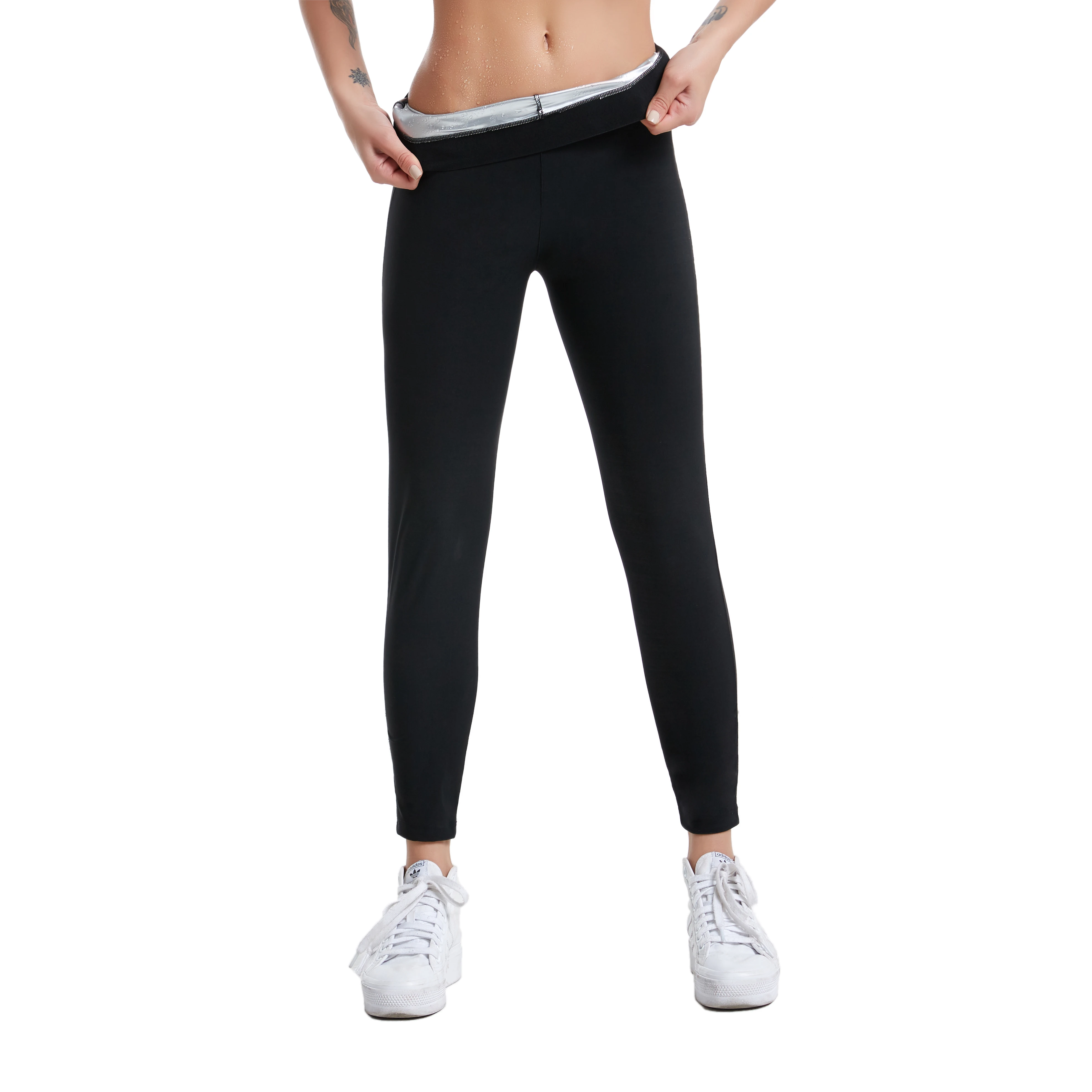 

Women Silver Coated Fat Burning Shapers Sweating Leggings Thermal Sauna Pants