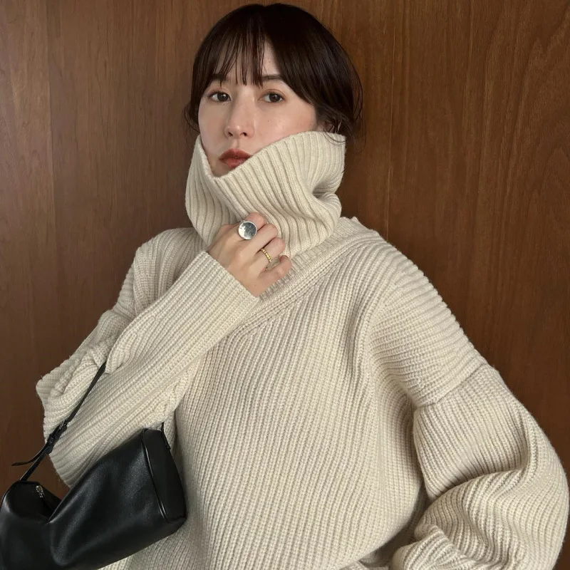 Autumn/Winter Sweater Women's V-neck Pullover Japanese Design Solid Color Wool Knit