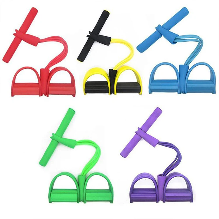 

4 Latex Tube Foot Pedal Resistance Band Bodybuilding Gym Fitness Equipment Elastic Pull Rope, Customized