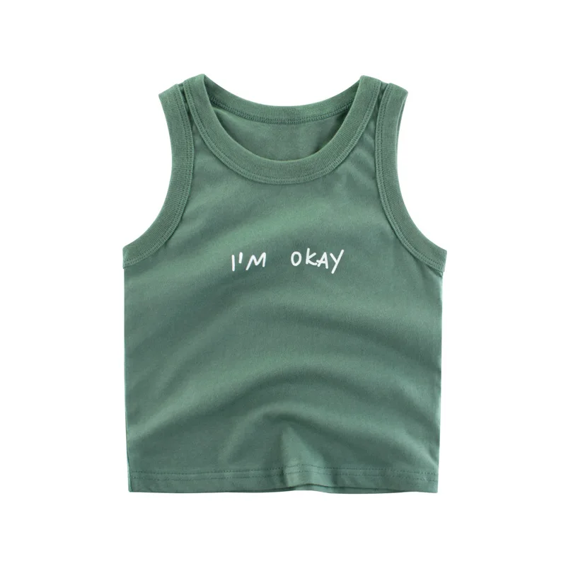 

Sleeveless T-shirt For Kids Summer Plain White Jersey Tank Top For Boys