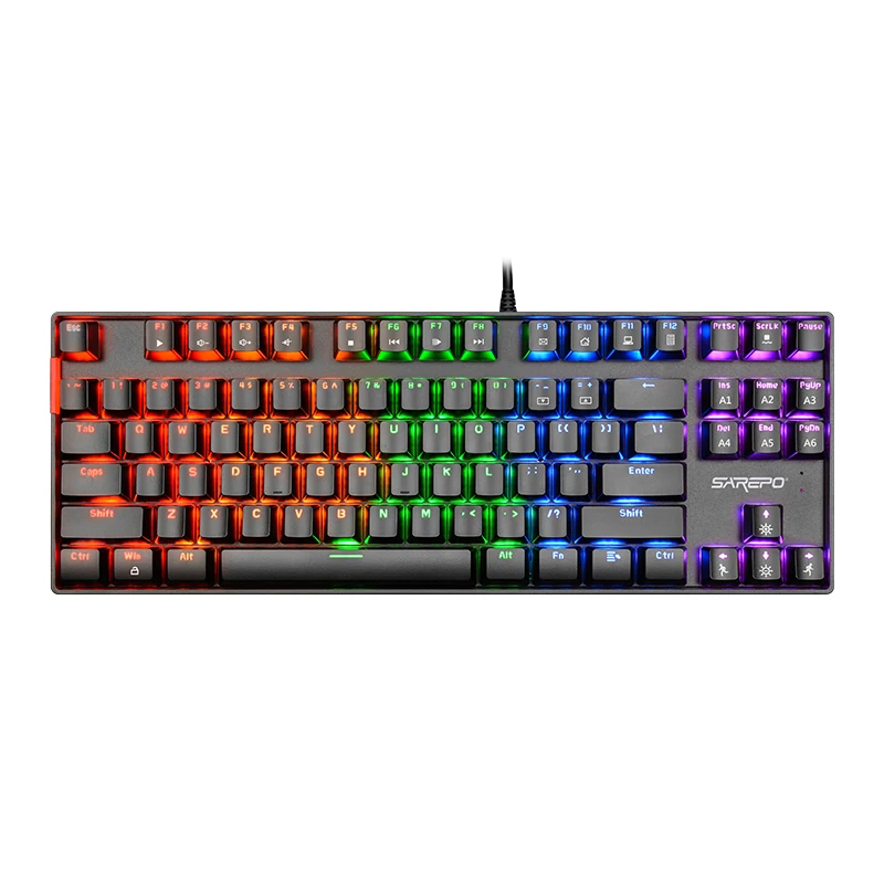 

87keys Wired Full Keys Anti-ghost Rgb Gaming Mechanical Keyboard For Pc, Black