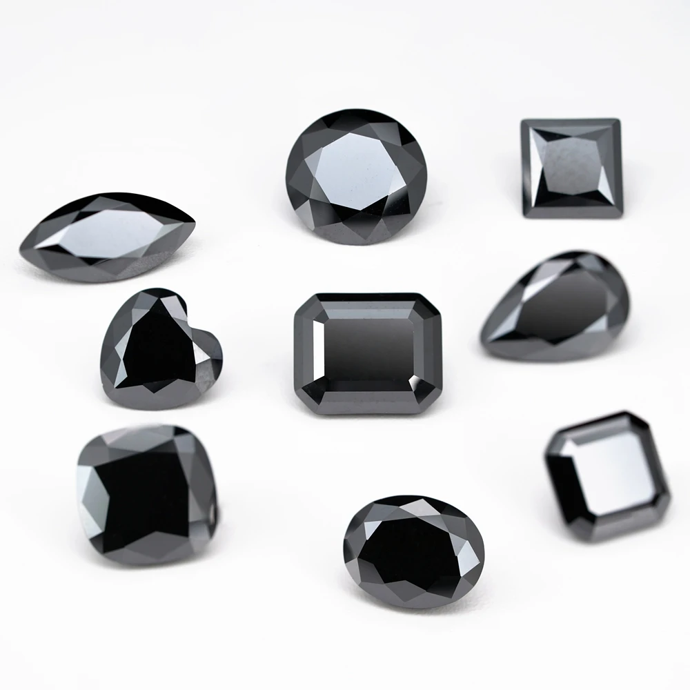 Lab Created Black Moissanite Color Play Mixed Shapes 0.1-10 Carat 3-12mm Loose Gemstones for Jewelry Making