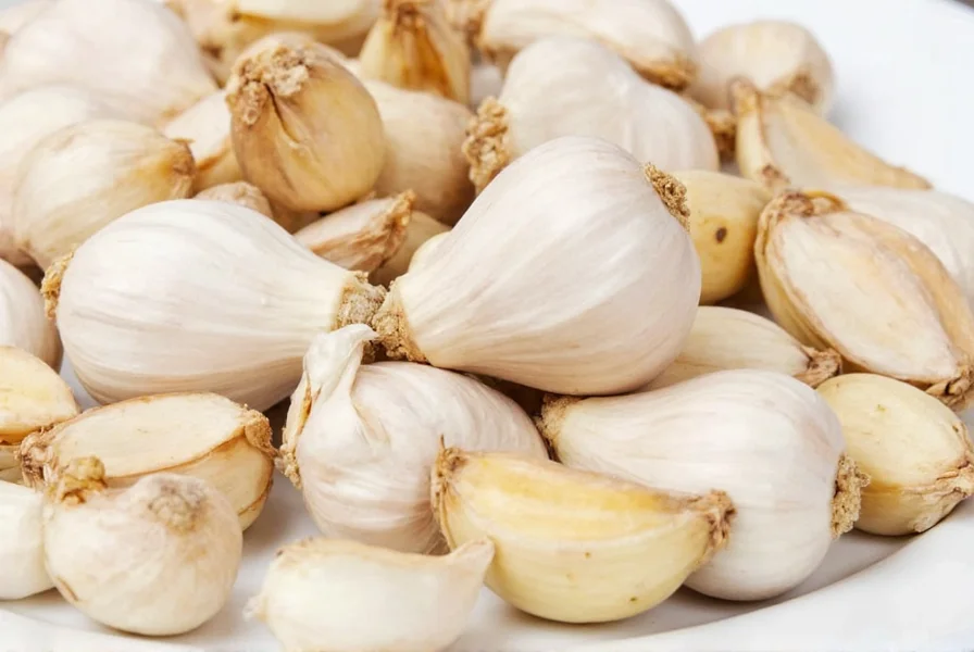 Chef's hands demonstrating proper garlic clove peeling technique