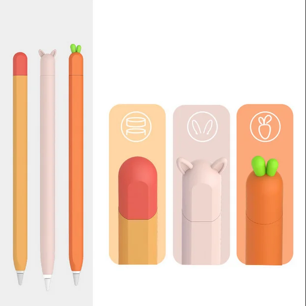 

Cute Carrot Soft Silicone Case Protective Sleeve Cover For Apple Pencil 1 2, As picture