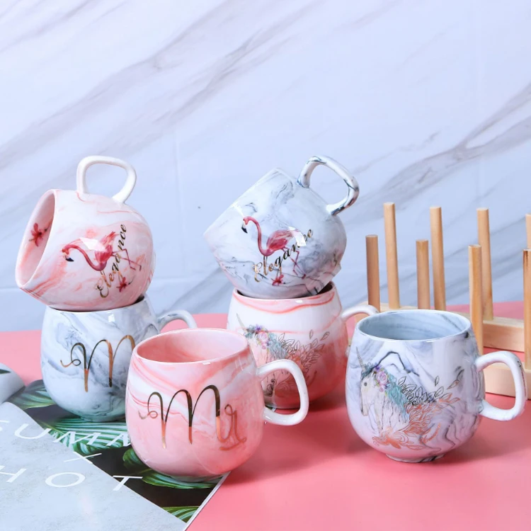 

Corporate Gift Custom Ins Coffee Tea Ceramic Mug Cup, Pink,grey