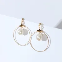 

2019 Euro-American Minimalist Korean Jewelry Geometry Circle Triangle Pearl Earrings Simple Earrings FOR WOMEN