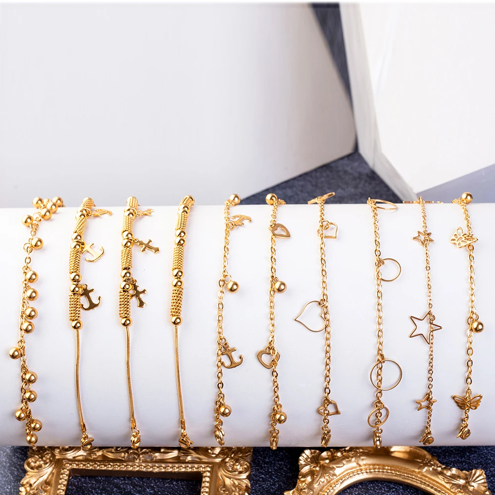 

New Design Fashion Elegant Stainless Steel Link Chain Bracelets Beaded Women Accessories Jewelry