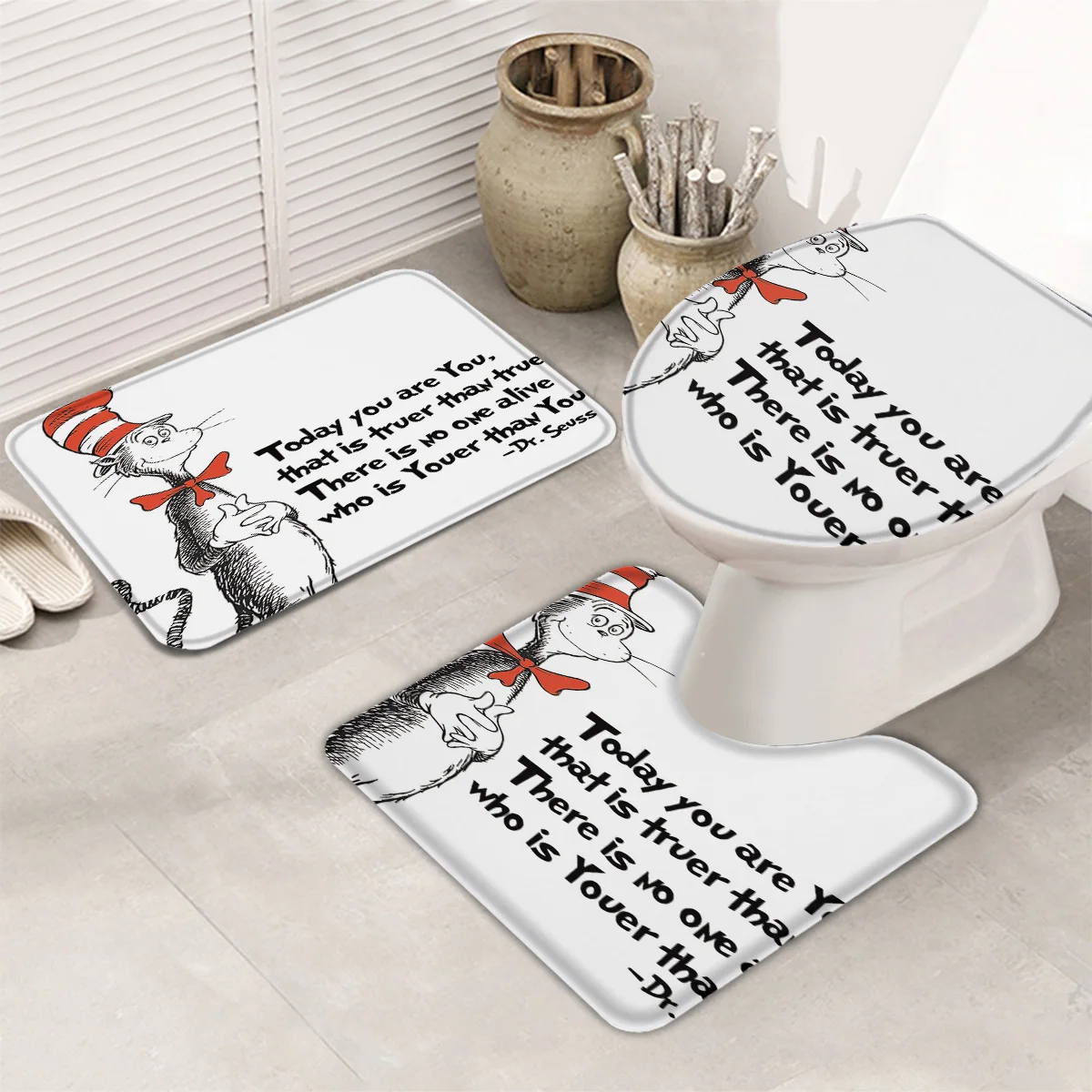 Cat Printed Dr Seuss Today You Are You 3 Piece Bath Mat Sets For Bathroom Buy 3 Piece Bath Mat Sets Bathroom Mat Bath Rugs Set Product On Alibaba Com