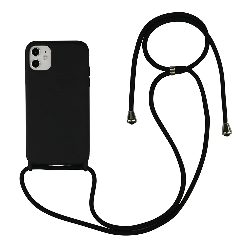 

14 Colors Hanging soft Thick TPU Phone Case with rope for iphone 11/12 /7/8/7 plus/8 plus/xs/xr/xs max max