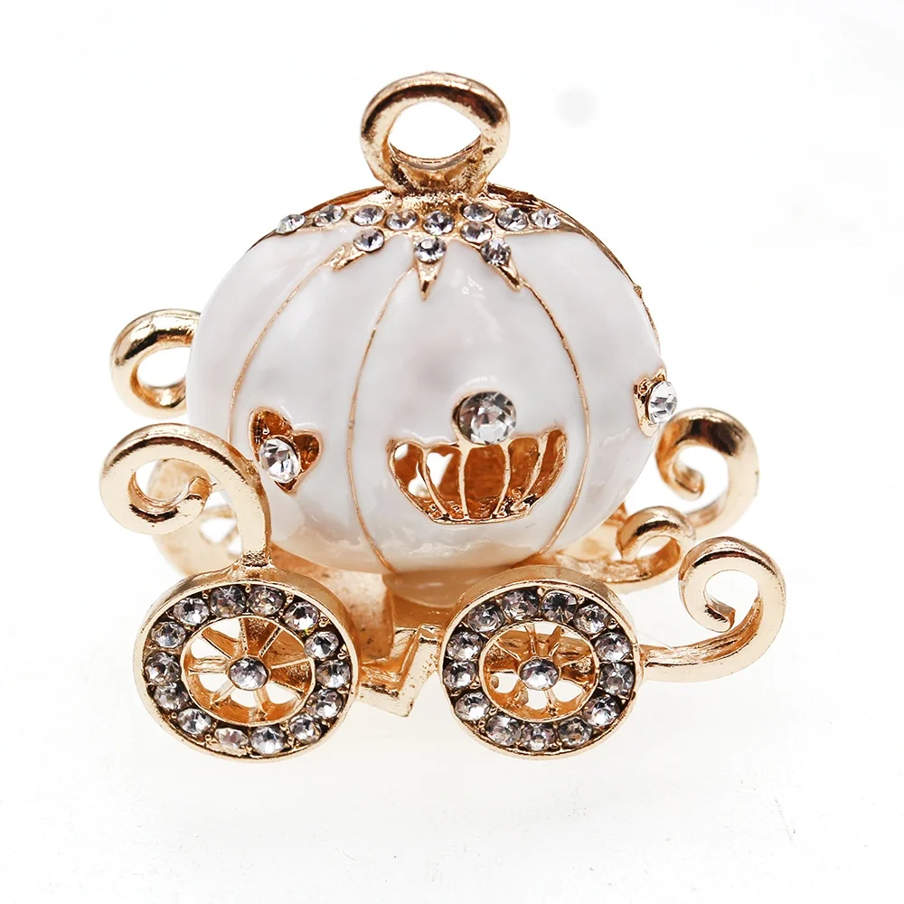 

High quality 3D pumpkin car / carriage rhinestone pendant charm for necklace