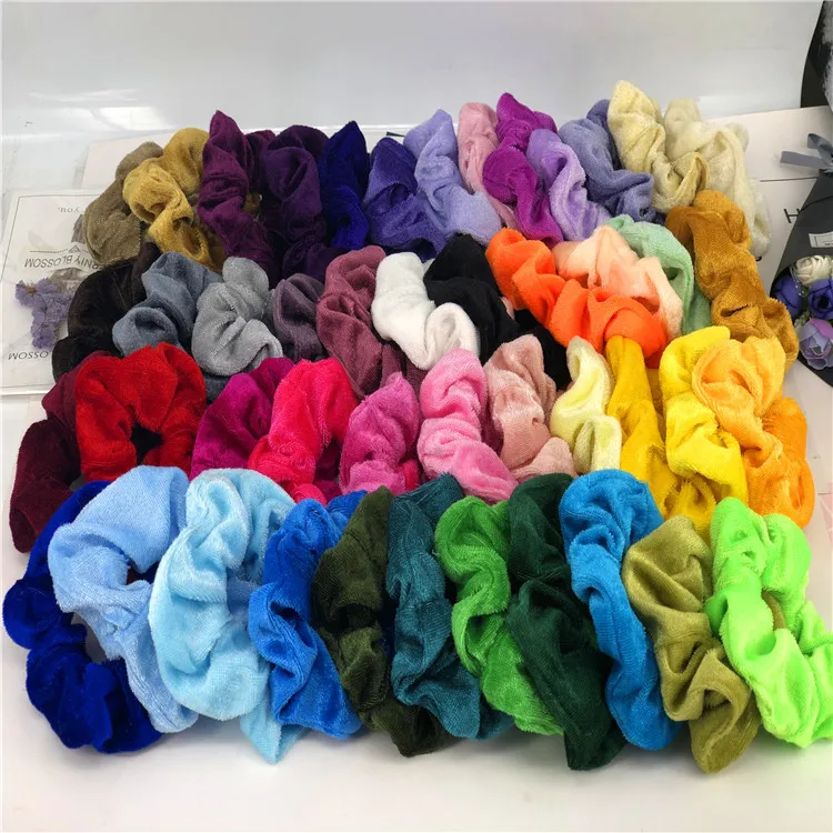 

Various solid colors sleep scrunchies high quality velvet women scrunchies new trendy christmas scrunchies, 46 various colors available