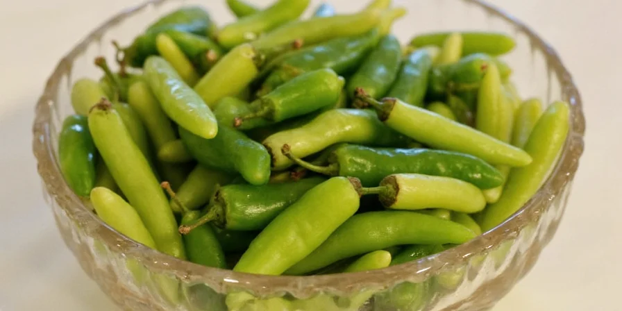 Serrano peppers growing in a garden