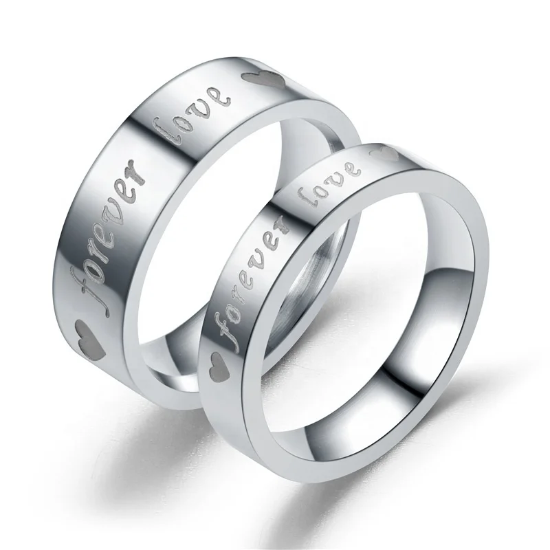 

Yiwu Couple Ring Manufacturers Jewelry 4MM 6MM 316L Stainless Steel FOREVER LOVE Ring