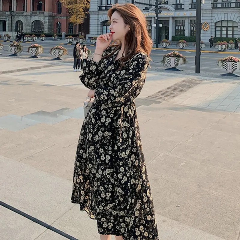 

long sleeve floral maxi women chiffon maxi dresses