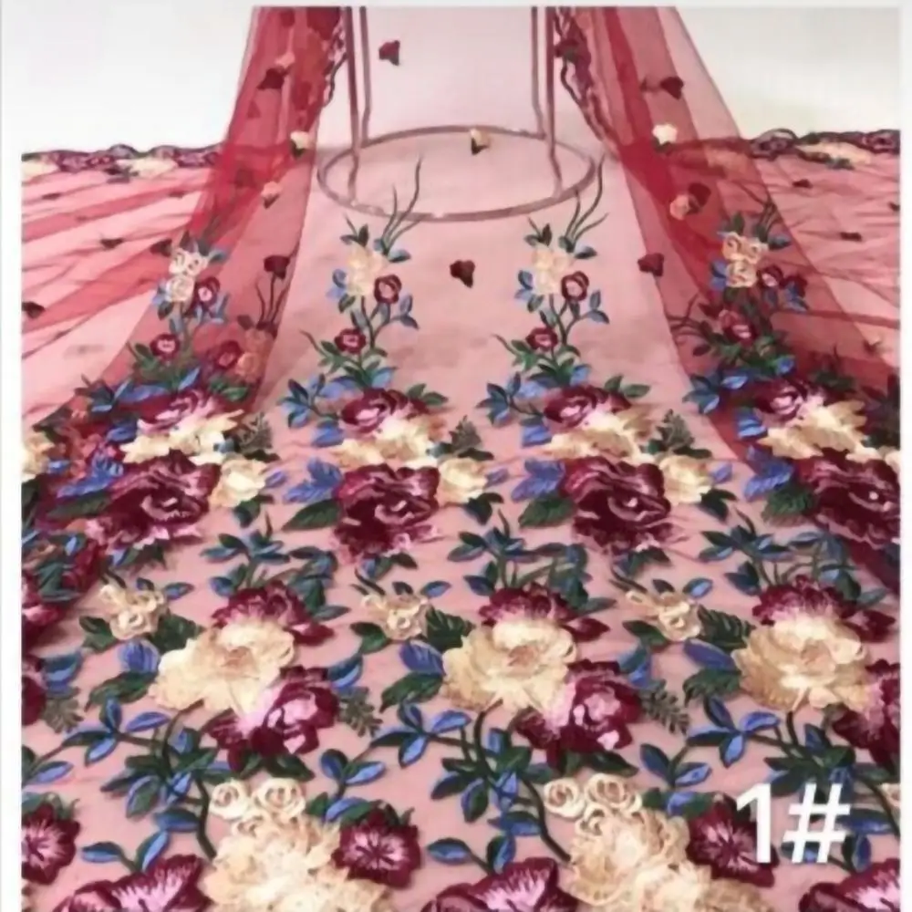 

high quality nigeria tulle fabric embroidery flower lace fabric