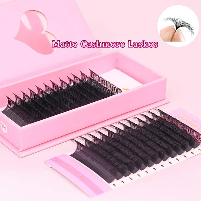 Korean PBT Custom Private Label Mink Individual Lashes Matte Black Lash Trays Volume Classic Cashmere Eyelash Extension