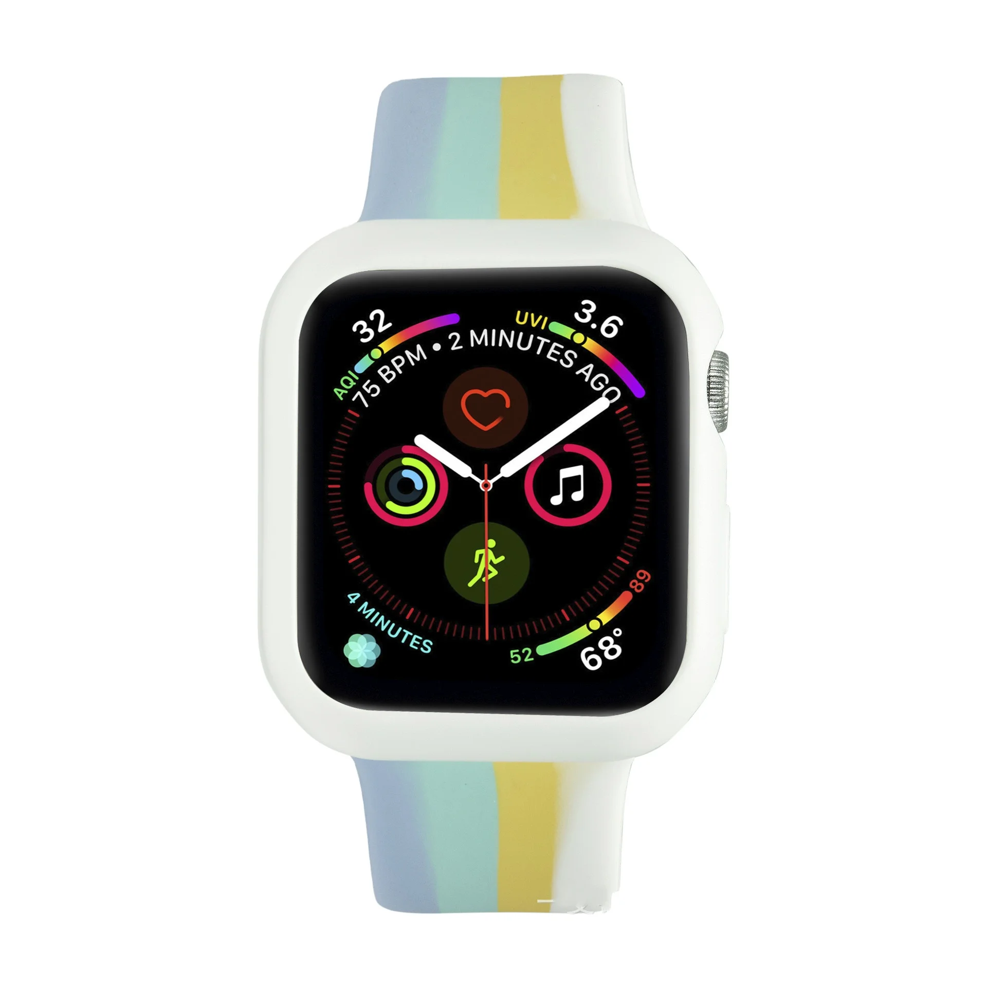 

Newest Rainbow Silicone Watch Band For Apple Watch S6/5/4/3/2/1 Colorful Stretchable Replacement Watch Strap, 10 colors