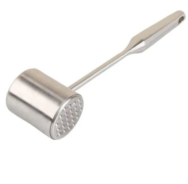 

Amazon kitchen gadgets vegetable fruit tools meat heavy sturdy meat mallet pounder hammer stainless steel metal meat tenderizer, Silver