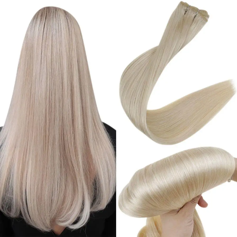 

Full Shine Lightest Blonde #60 Hair Bundle Full Cuticle Human Hair Extension Virgin Machine Weft