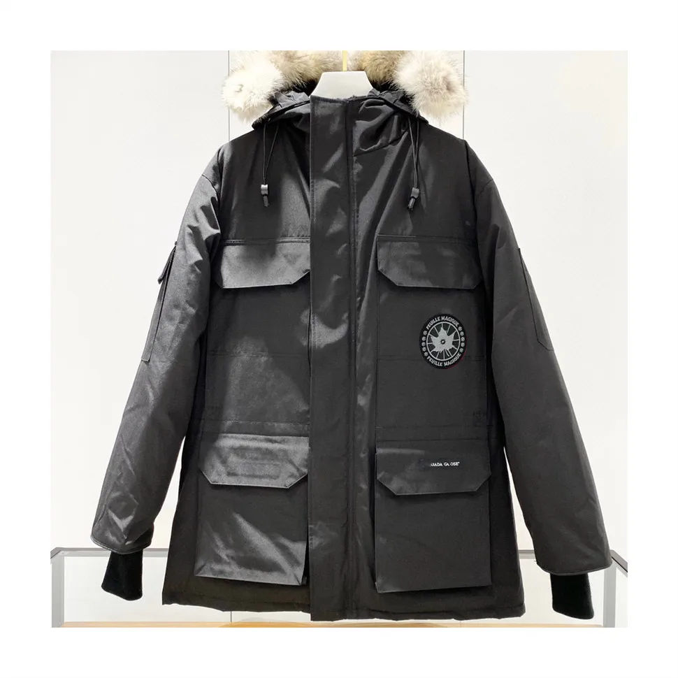 

MYS Wholesale Men's and Women Winter Duck Down Parka Multi-pocket Hooded Jacket Male Casual Fur Trim Women Mid-length Coat