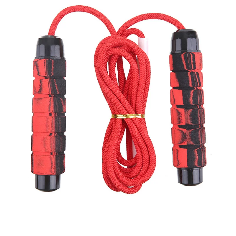 

Fitness Adjustable Sponge Handle Nylon jump Strength Core Double Weight-Bearing Nylon Rope Skipping, Red/gray