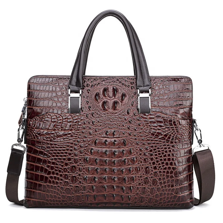 

Business type cayman decorative pattern leather men handbag with no logo