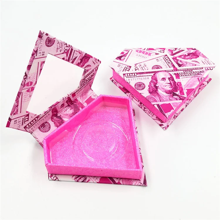 

heart shaped eyelash packaging box pink dollar bill eyelash box cash money lashes container case